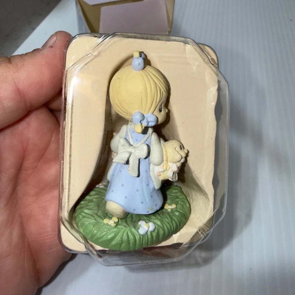 Precious Moments July Figurine Unisex OS Blue Good 1989 Enesco 573477 Puppy Bird